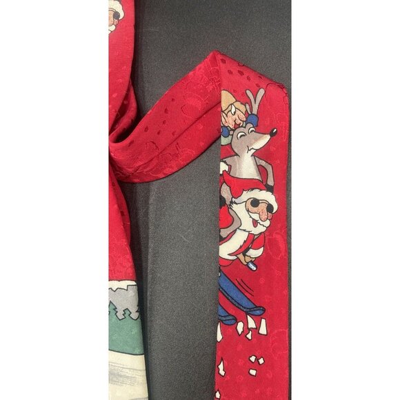 Hallmark Mens Neck Tie Santa Elf's Red Christmas Tree Dear Novelty Holidays 56" - Picture 7 of 8